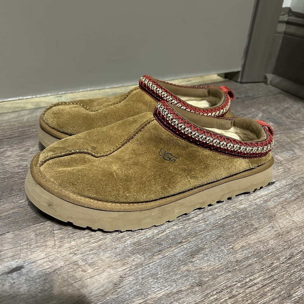 UGG Tasman Slipper Women's US 6 UK 5 Chestnut Suede Braid Sheepskin